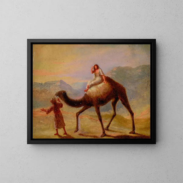 Uomo con donna su un cammello - Miner Kilbourne Kellogg — quadro incorniciato alla parete