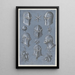 Foglia con sei caschi, una stella, un giglio heraldico, una campana e tre grappoli di frutta - Monogrammista TA — quadro incorniciato alla parete