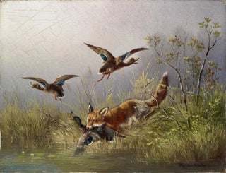 Renard chassant des canards - Moritz Müller — vista dell’opera