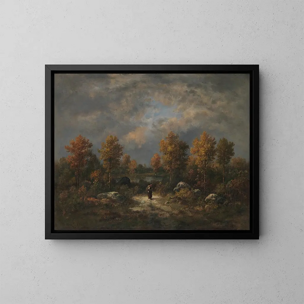 Autunno sul bordo dello stagno woodland - Narcisse Virgile Diaz de la Peña — quadro incorniciato alla parete