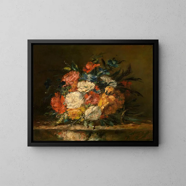 Fiori - Narcisse Virgile Diaz de la Peña — quadro incorniciato alla parete