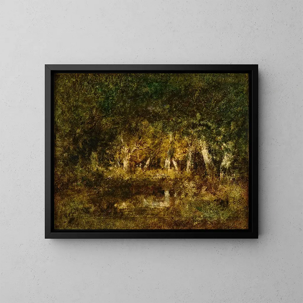 Piccolo stagno in foresta - Narcisse Virgile Diaz de la Peña — quadro incorniciato alla parete