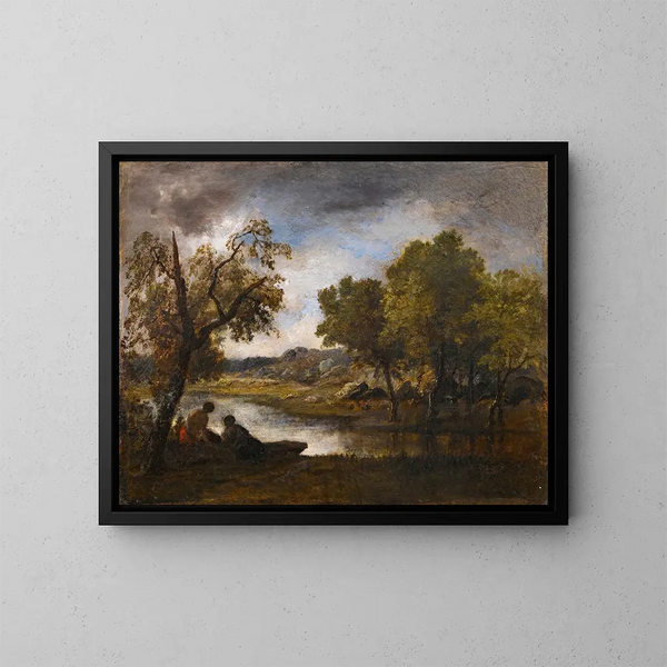 Due bagnanti sul bordo di un lago - Narcisse Virgile Diaz de la Peña — quadro incorniciato alla parete