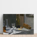 Riproduzione del dipinto Natura morta con bottiglia, caraffa, pane e vino - Claude Monet