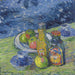 Natura morta con bottiglie e frutta - Alexej von Jawlensky — ambientato in un interno