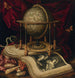 Natura morta vanitas con un globo terrestre, un libro, conchiglie, un serpente e farfalle - Carstian Luyckx — vista dell’opera