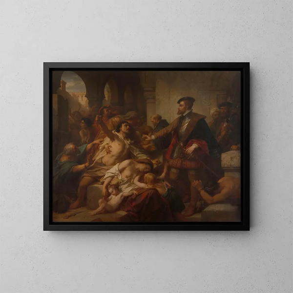 Charles V libera gli schiavi a Tunisi - Nicaise De Keyser — quadro incorniciato alla parete