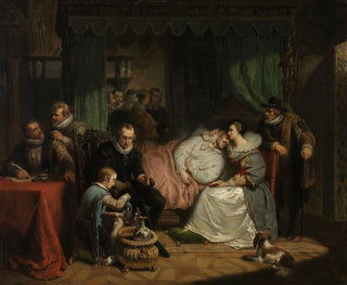 Nicolaas Pieneman - Prince William I nursed by his Wife Charlotte de Bourbon after the Abortive Attempt on his Life by Jean Jaurequi in Antwerp in 1582.webp