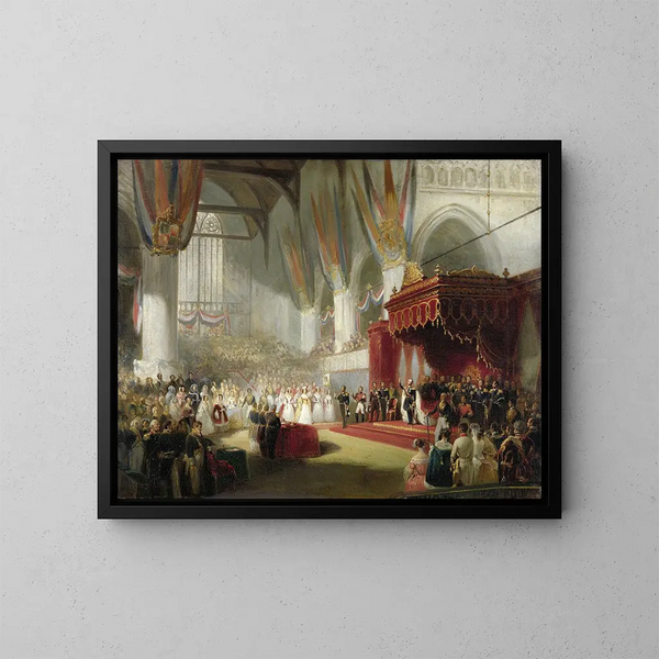 L'inaugurazione del re Guglielmo II nella Nieuwe Kerk di Amsterdam il 28 novembre 1840 - Nicolaas Pieneman — quadro incorniciato alla parete