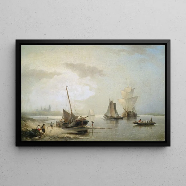 Nicolaas Riegen - Segelschiffe an hollndischer Kste im Morgenlicht.webp