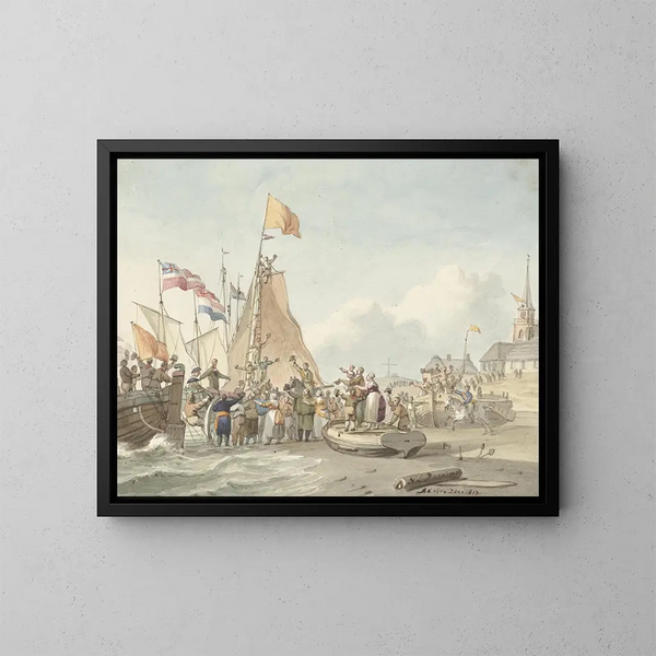 Arrivo del principe Willem Frederik a Scheveningen, 30 novembre 1813 - Nicolaes Lodewick Penning — quadro incorniciato alla parete
