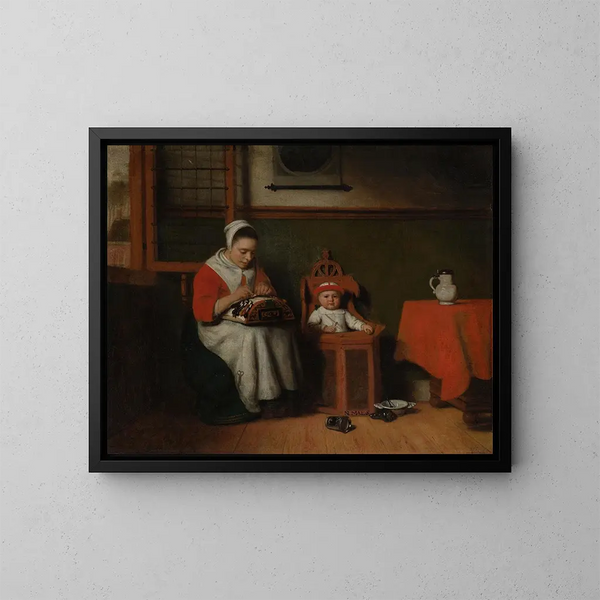La Dentellière - Nicolaes Maes — quadro incorniciato alla parete