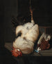 Un gallo bianco e una colomba su un tavolo in pietra - Nicolaes van Gelder — vista dell’opera
