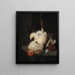 Un gallo bianco e una colomba su un tavolo in pietra - Nicolaes van Gelder — quadro incorniciato alla parete