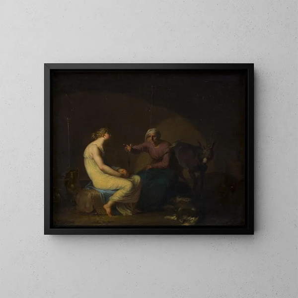 La governante del re racconta alla giovane la leggenda di Amore e Psiche, motivo di Apuleio, L'Asino d'oro - Nicolai Abildgaard — quadro incorniciato alla parete