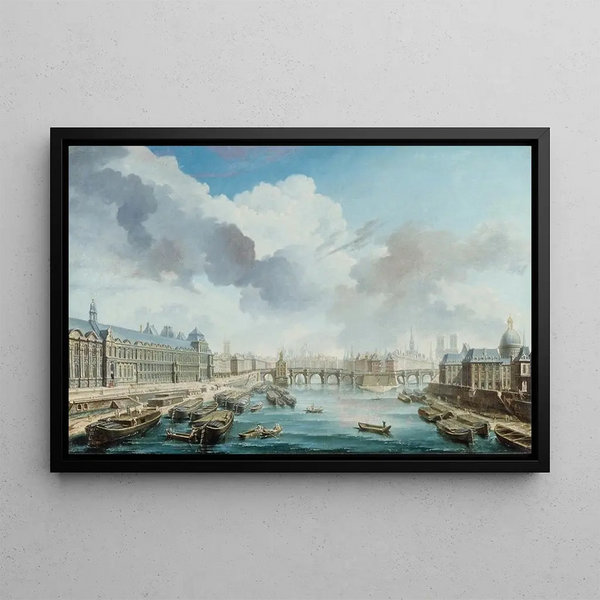 Le Louvre, il Pont-Neuf e il Collège des Quatre-Nations (attuale Institut de France) visti dal ponte Royal - Nicolas Jean-Baptiste Raguenet — quadro incorniciato alla parete