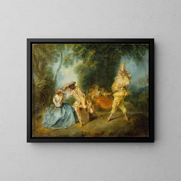 Una scena di commedia italiana - Nicolas Lancret — quadro incorniciato alla parete