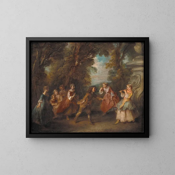 Bambini che giocano all'aperto - Nicolas Lancret — quadro incorniciato alla parete