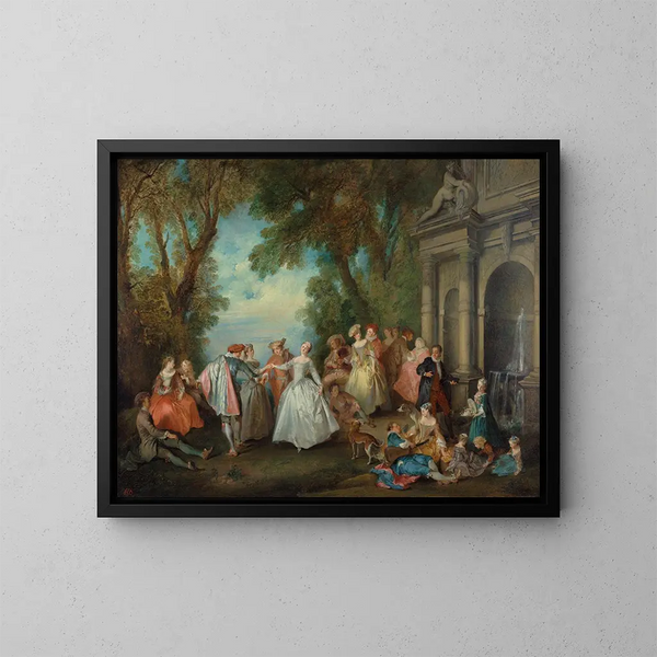 Danza davanti a una fontana - Nicolas Lancret — quadro incorniciato alla parete