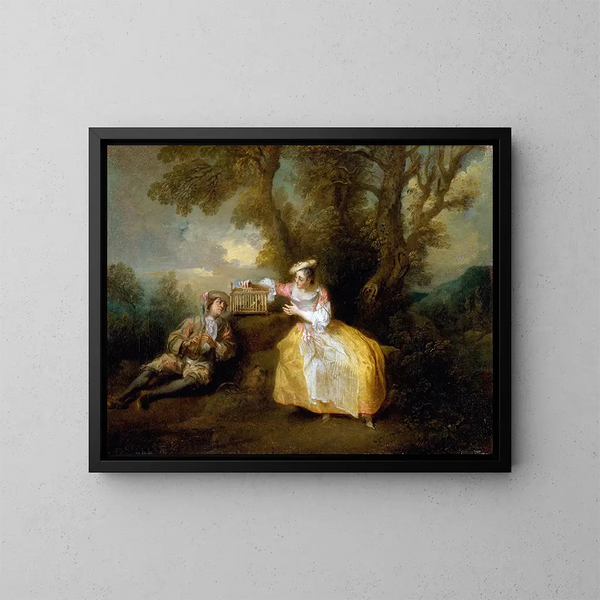 L'uccello catturato - Nicolas Lancret — quadro incorniciato alla parete