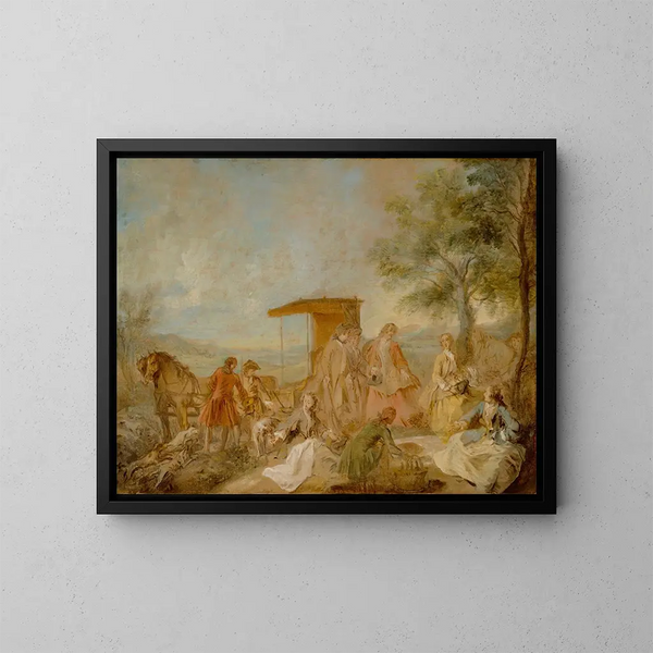 Le Repas de la Chasse - Nicolas Lancret — quadro incorniciato alla parete