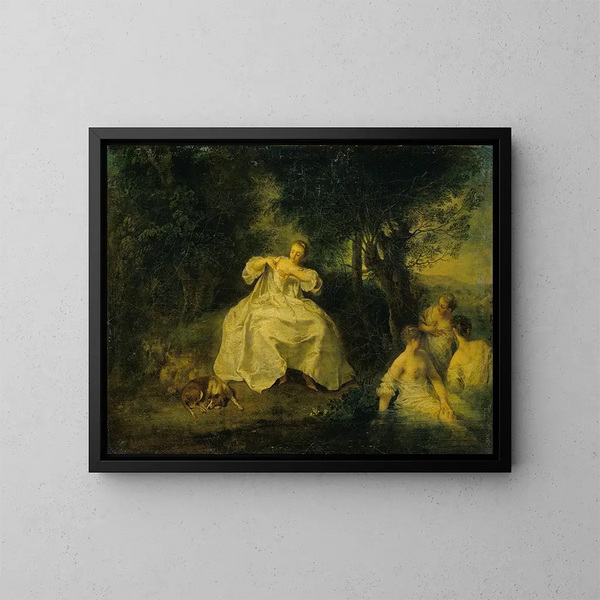 Donne che si bagnano - Nicolas Lancret — quadro incorniciato alla parete