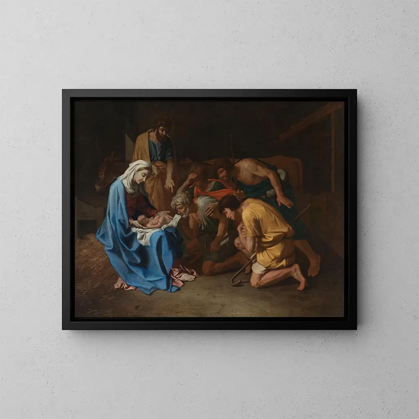 Adorazione dei pastori - Nicolas Poussin — quadro incorniciato alla parete