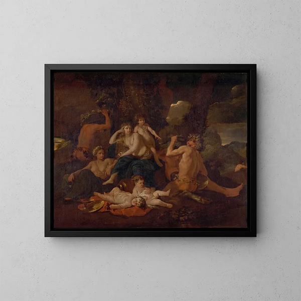 L'infanzia di Bacco - Nicolas Poussin — quadro incorniciato alla parete