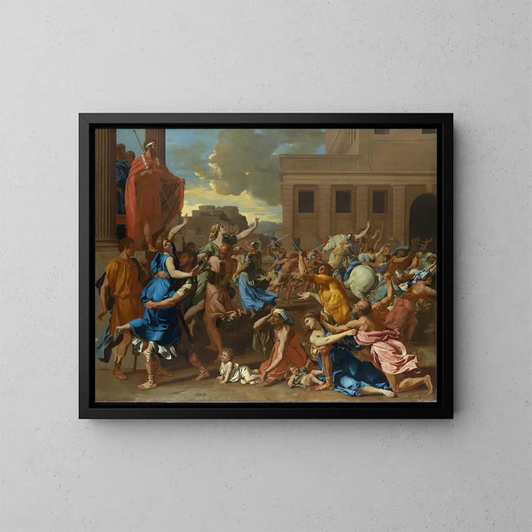 L'Enlèvement des Sabines - Nicolas Poussin — quadro incorniciato alla parete