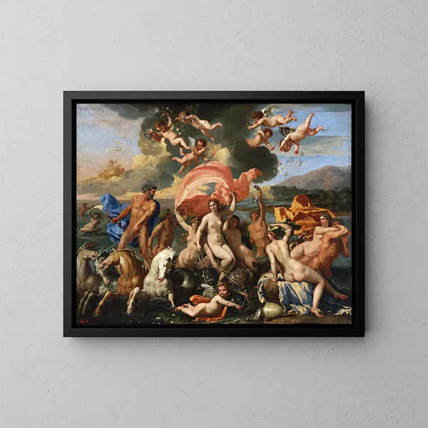 La Nascita di Venere - Nicolas Poussin — quadro incorniciato alla parete