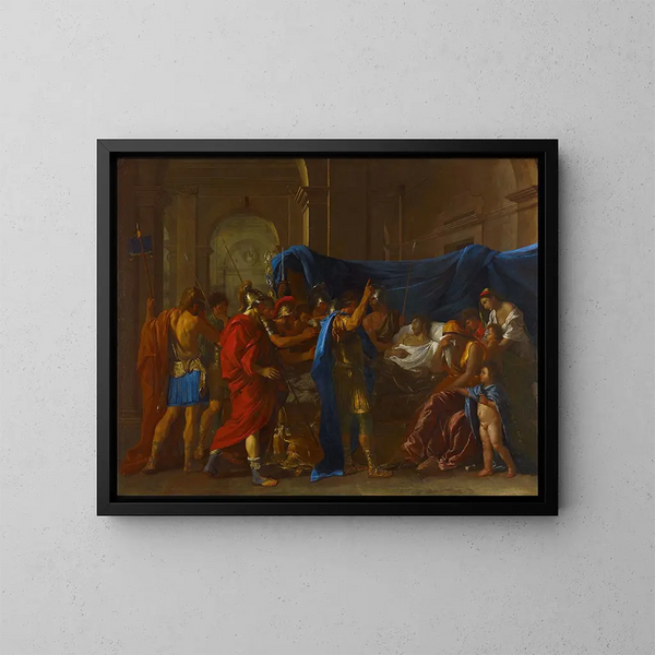 La Mort de Germanicus - Nicolas Poussin — quadro incorniciato alla parete