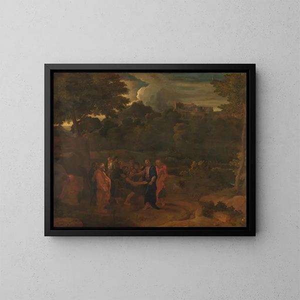 La guarigione dei due ciechi a Gerico - Nicolas Poussin — quadro incorniciato alla parete