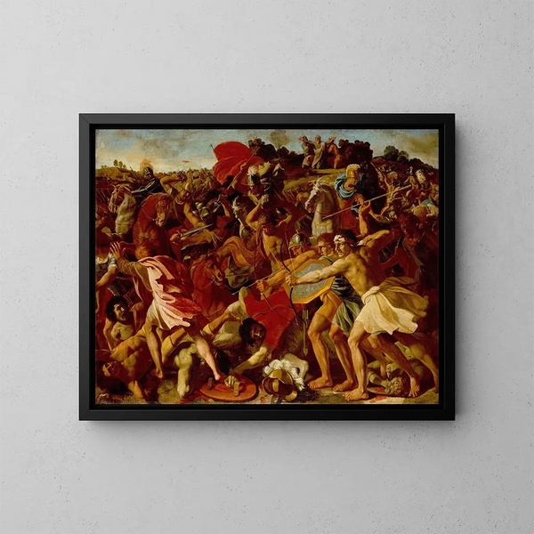 La vittoria di Giosuè sugli Amaleciti - Nicolas Poussin — quadro incorniciato alla parete
