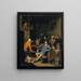 Società con una scimmia che fuma la pipa in una taverna - Nicolas van Haeften — quadro incorniciato alla parete