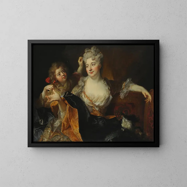 Ritratto di Marguerite-Élisabeth Forest de Largillière e di suo figlio Nicolas - Nicolas de Largillière — quadro incorniciato alla parete