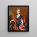 Ritratto di una dama con ventaglio di piume di pavone con il suo servitore che tiene un cane - Nicolas de Largillière — quadro incorniciato alla parete