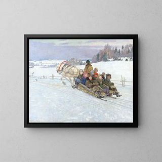 Nikolai BogdanovBelsky - Lustige Schlittenfahrt im winterlichen Russland.webp