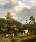 Paesaggio boschivo con un pastore e bestiame - Nils Andersson — vista dell’opera