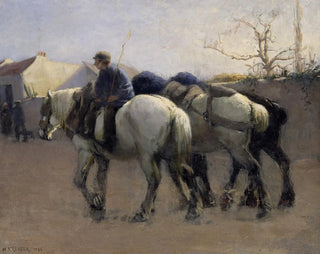 Rue de village français avec des chevaux - Nils Kreuger — vista dell’opera