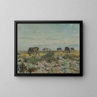 Cavalli al pascolo - Nils Kreuger — quadro incorniciato alla parete