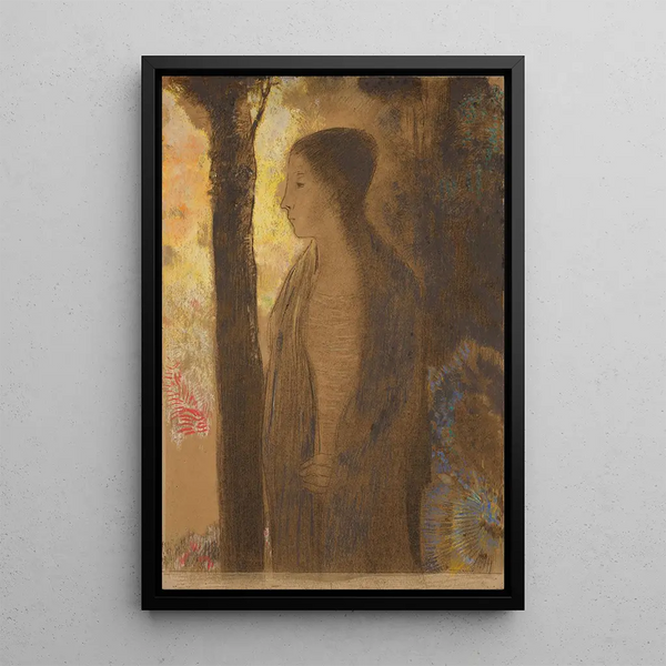 Figura davanti a un albero - Odilon Redon — quadro incorniciato alla parete