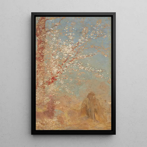 Figura sotto un albero in fiore - Odilon Redon — quadro incorniciato alla parete