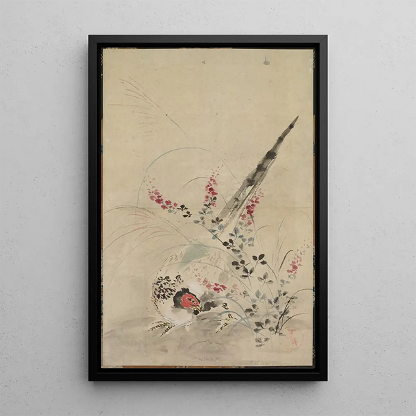 Faisan et herbes - Ogata Kōrin — quadro incorniciato alla parete