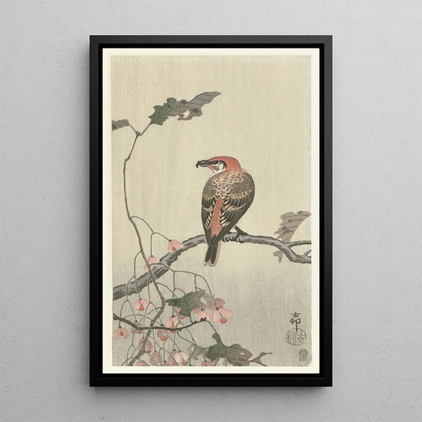 Bec-croisé sur branche d'arbre - Ohara Koson — quadro incorniciato alla parete