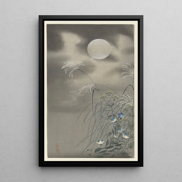 Herbes et fleurs à la pleine lune - Ohara Koson — quadro incorniciato alla parete