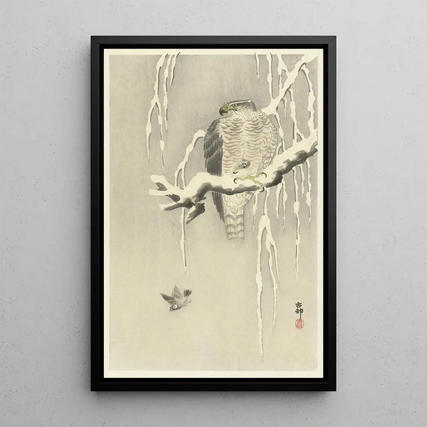 Faucon avec moineau captif - Ohara Koson — quadro incorniciato alla parete