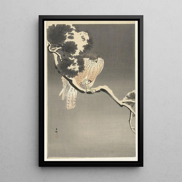 Faucon con passero - Ohara Koson — quadro incorniciato alla parete