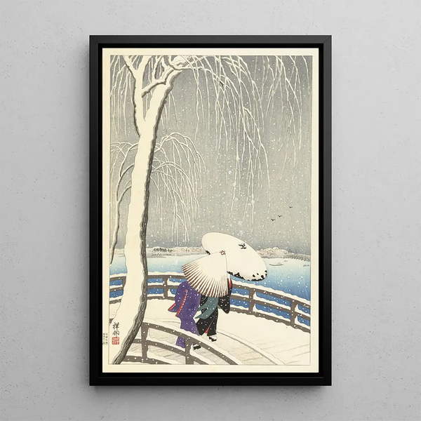 Dans la neige sur Yanagibashi - Ohara Koson — quadro incorniciato alla parete