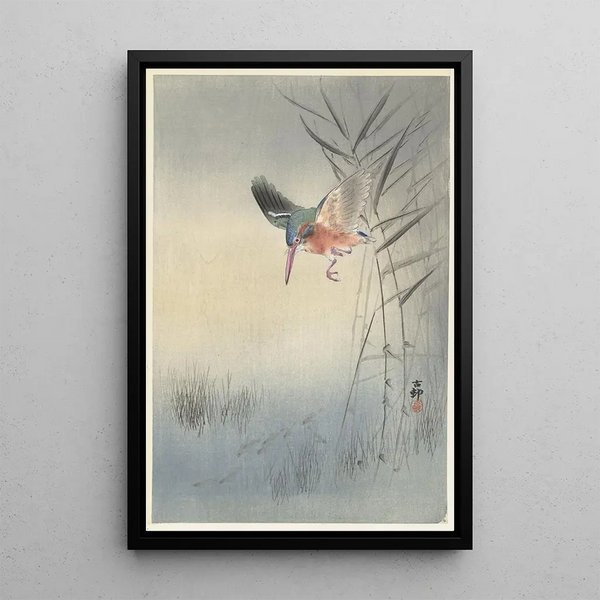 Martin-pêcheur chassant le poisson - Ohara Koson — quadro incorniciato alla parete