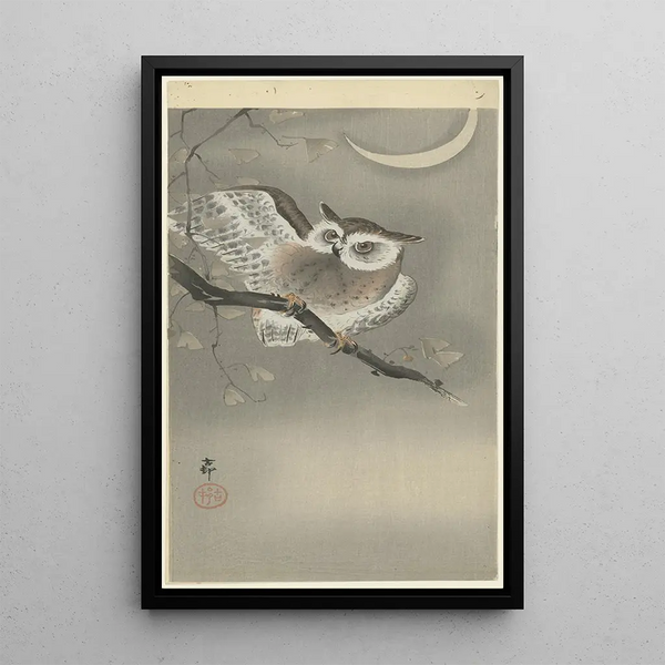 Hibou moyen-duc dans un ginkgo - Ohara Koson — quadro incorniciato alla parete